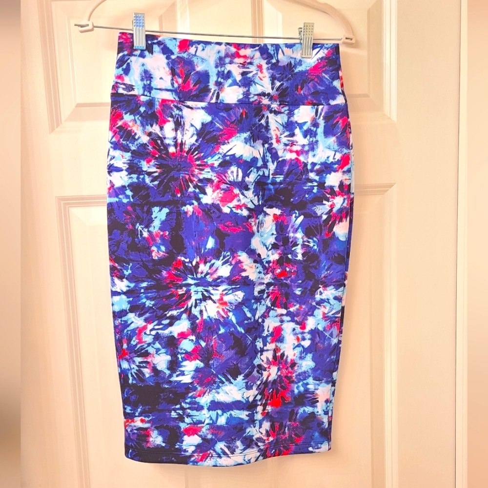 Tie Dye Blue and Pink Women's Spandex Skirt